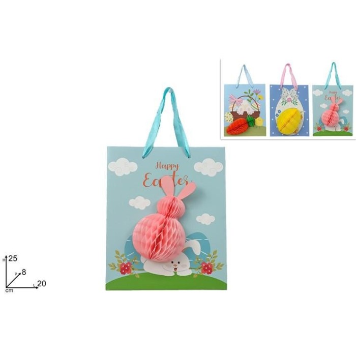 BUSTA REGALO C SOGGETTO PASQUALE IN CARTA 25X20X8 3 ASS